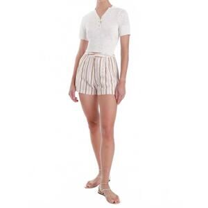 Karina Grimaldi White Short-Sleeve Henley Top